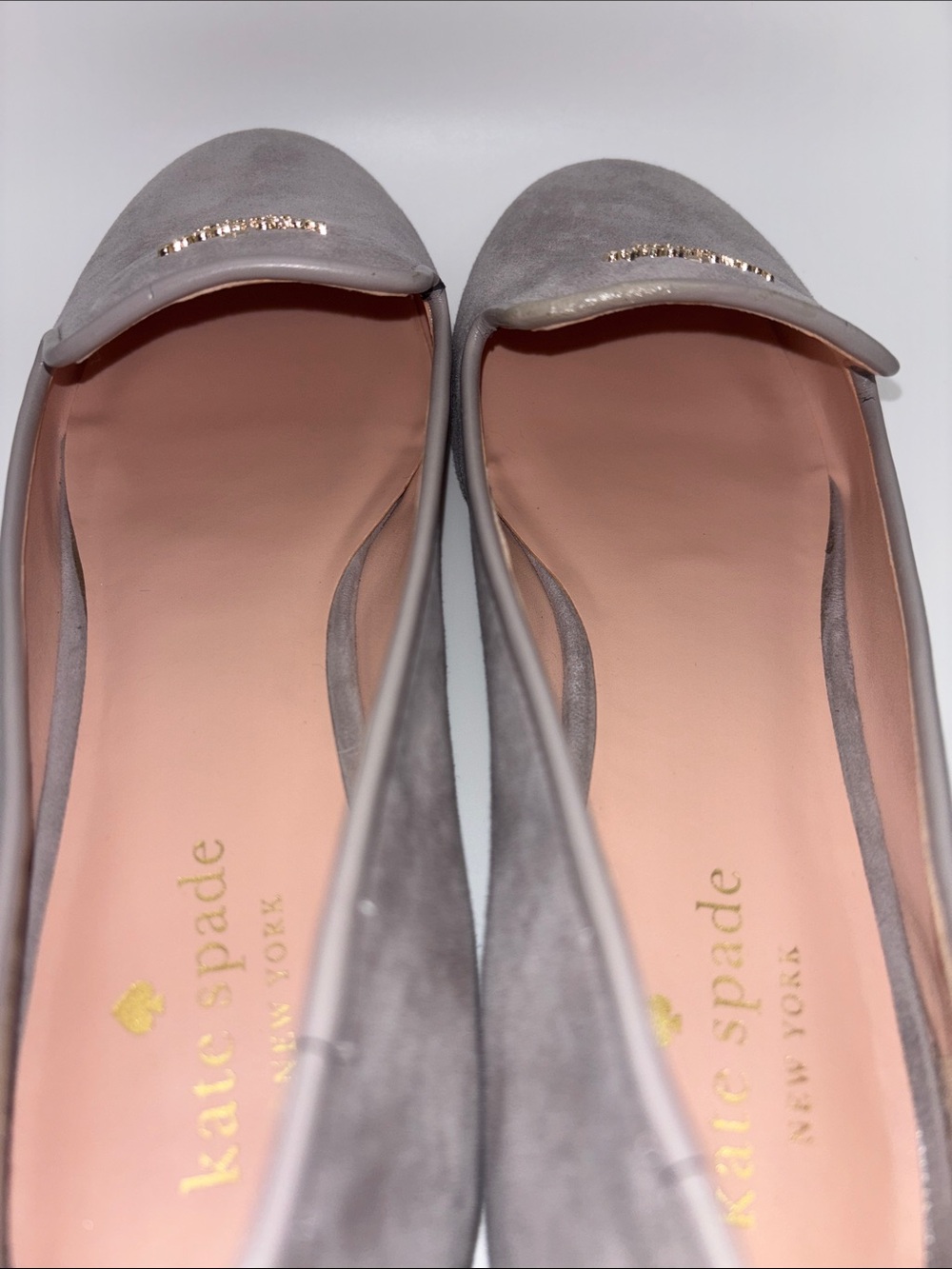kate spade Gray Suede Slip-On Loafers with Gold Logo - Picture 7 of 12